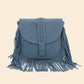 Suede Fringe Flap Boho Crossbody Bag