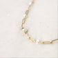 18K Gold PVD Steel Station Pearl Paperclip Chain Bracelet
