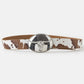 Glossy Longhorn Buckle Western Vegan Leather Belt
