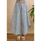 WASHED DENIM TULIP HEM PANTS WITH POCKETS