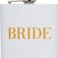 Bridal Stainless Steel Flask - Bride Block Lettering (White)