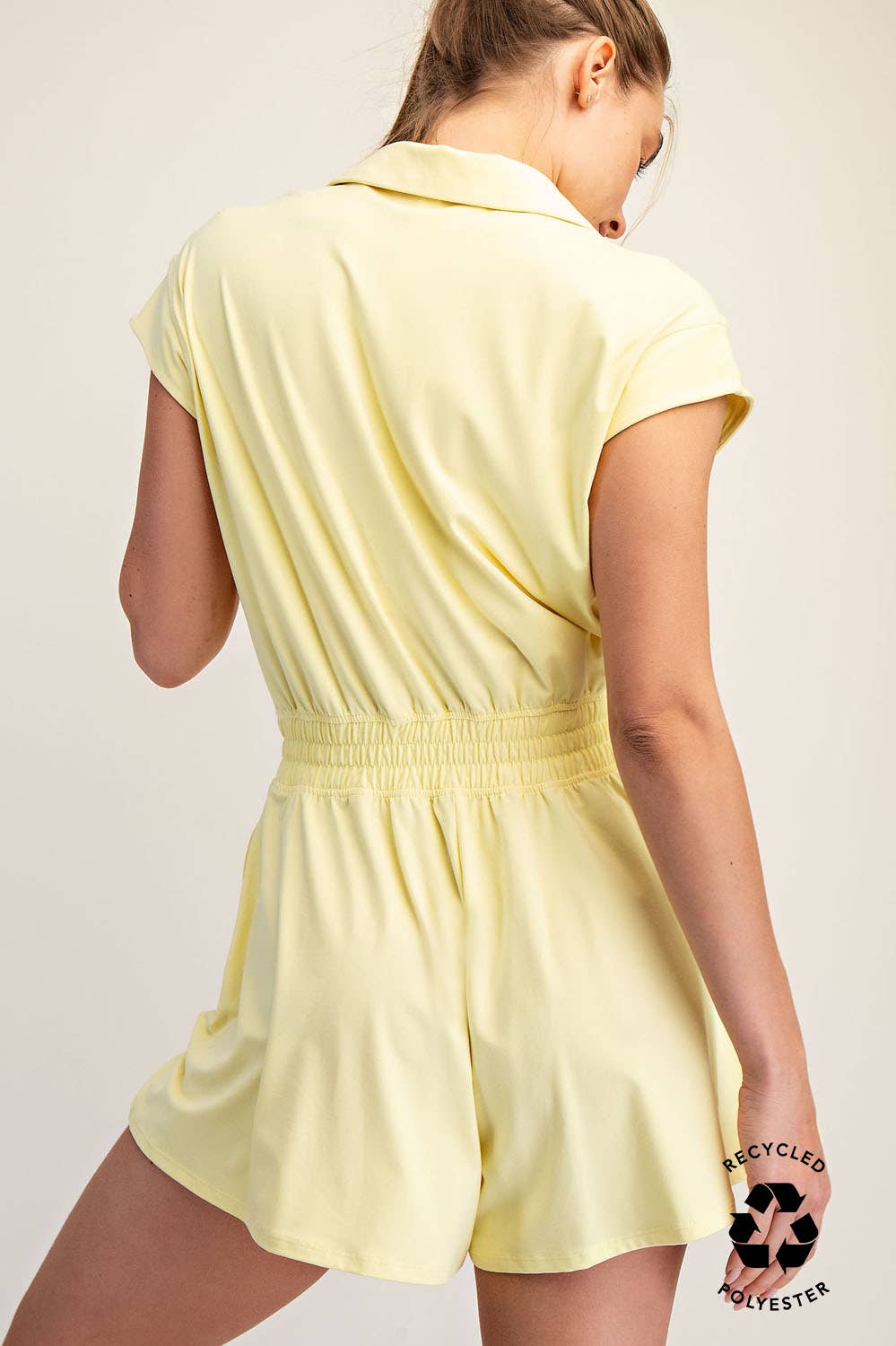 BUTTER SHORT SLEEVE QUARTER ZIP ROMPER