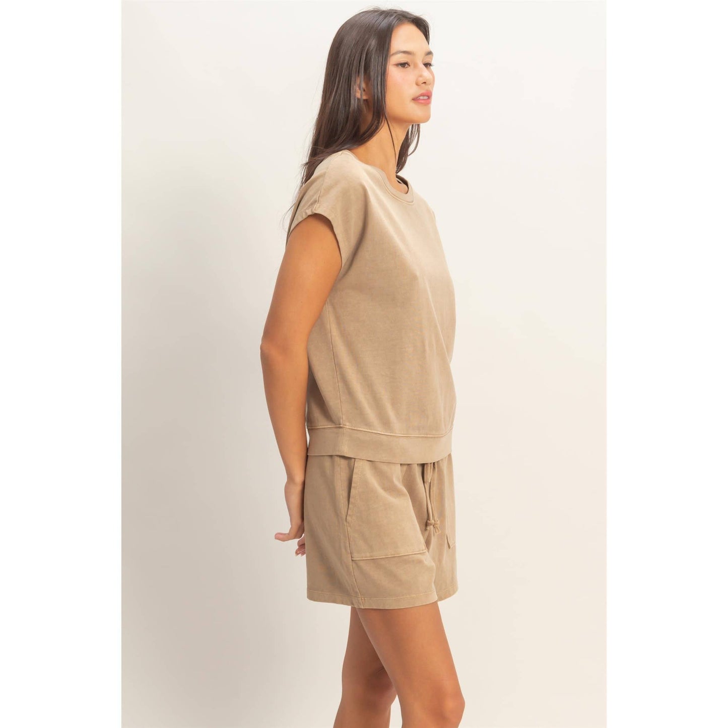 Sleeveless Crew Neck Top and Shorts Set