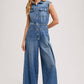 DENIM SLEEVELESS SHIRT JUMPSUIT