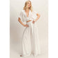 Collared Wrap Top & Wide-Leg Pants Set