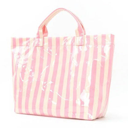 Large Striped Vinyl Tote Bags | 40P595
