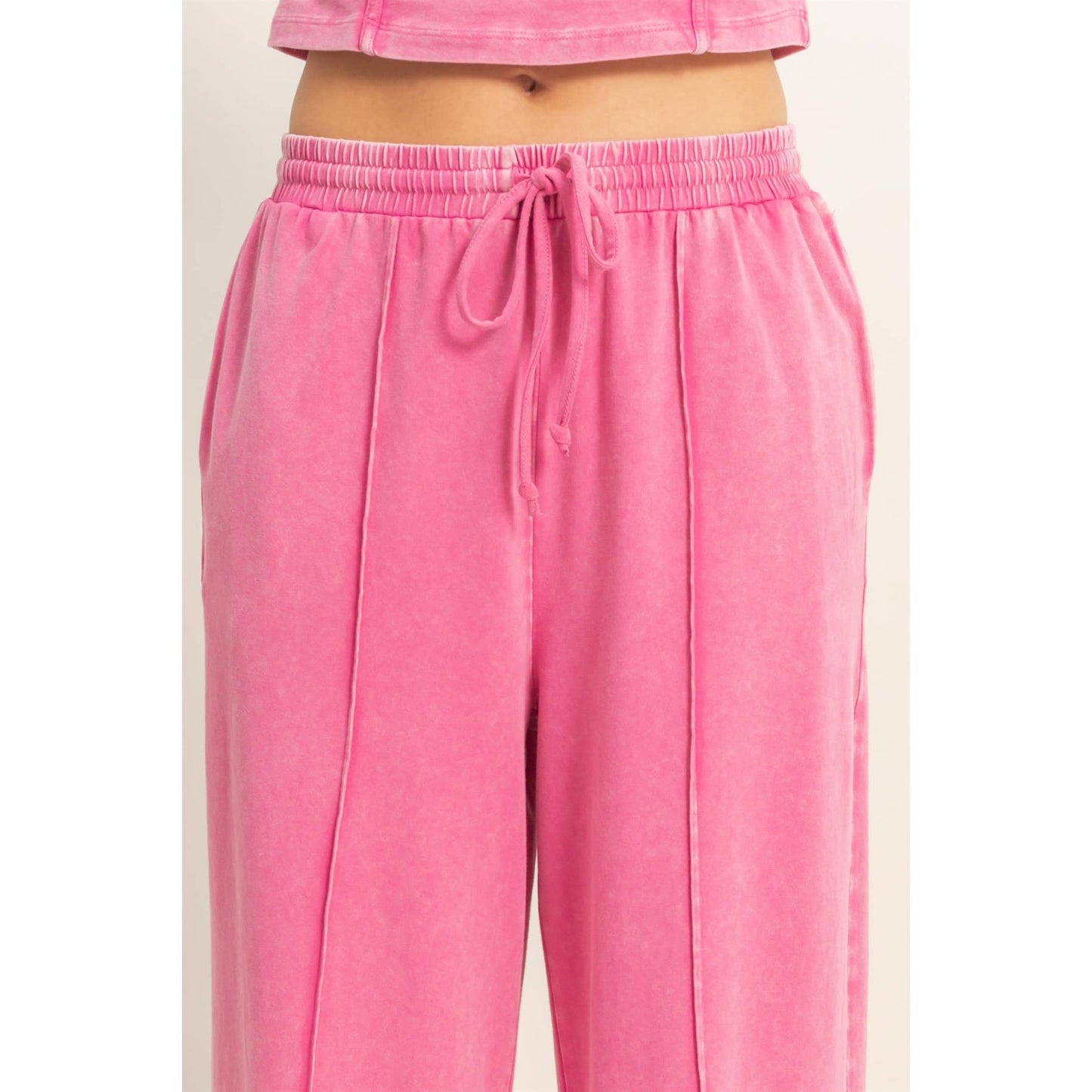 Mineral Washed Sleeveless Top & Wide Leg Pants Set