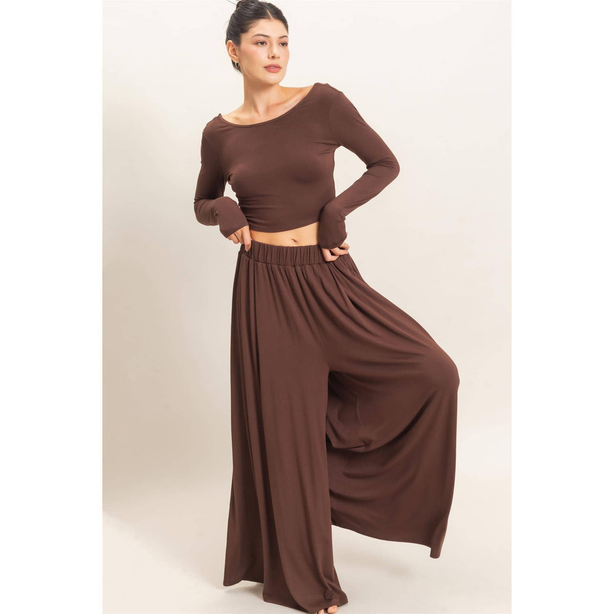 Long Sleeve Top & Wide Leg Pants Set