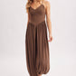V-NECK RELAXED FLOWY LEGS JUMPSUIT CRISS-CROSS OPEN BACK