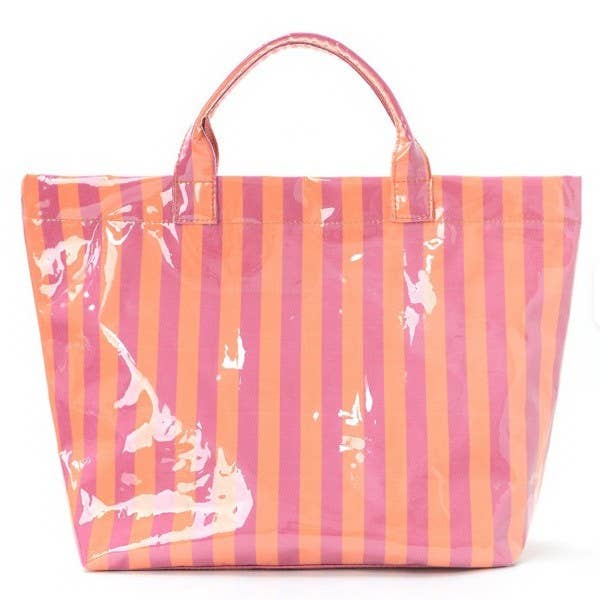 Large Striped Vinyl Tote Bags | 40P595