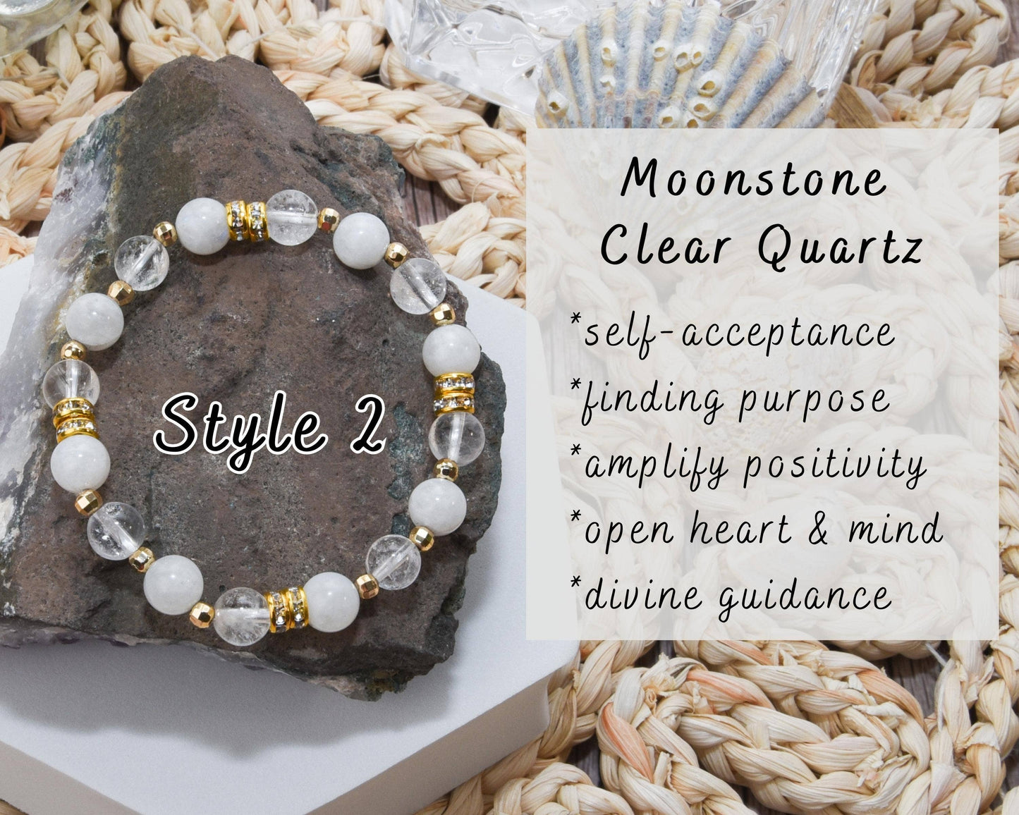 Divine Light Moonstone Selenite Quartz BYOB Bracelet Stack