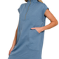 Textured Knit Jacquard Quarter Zipper Dress Zenana