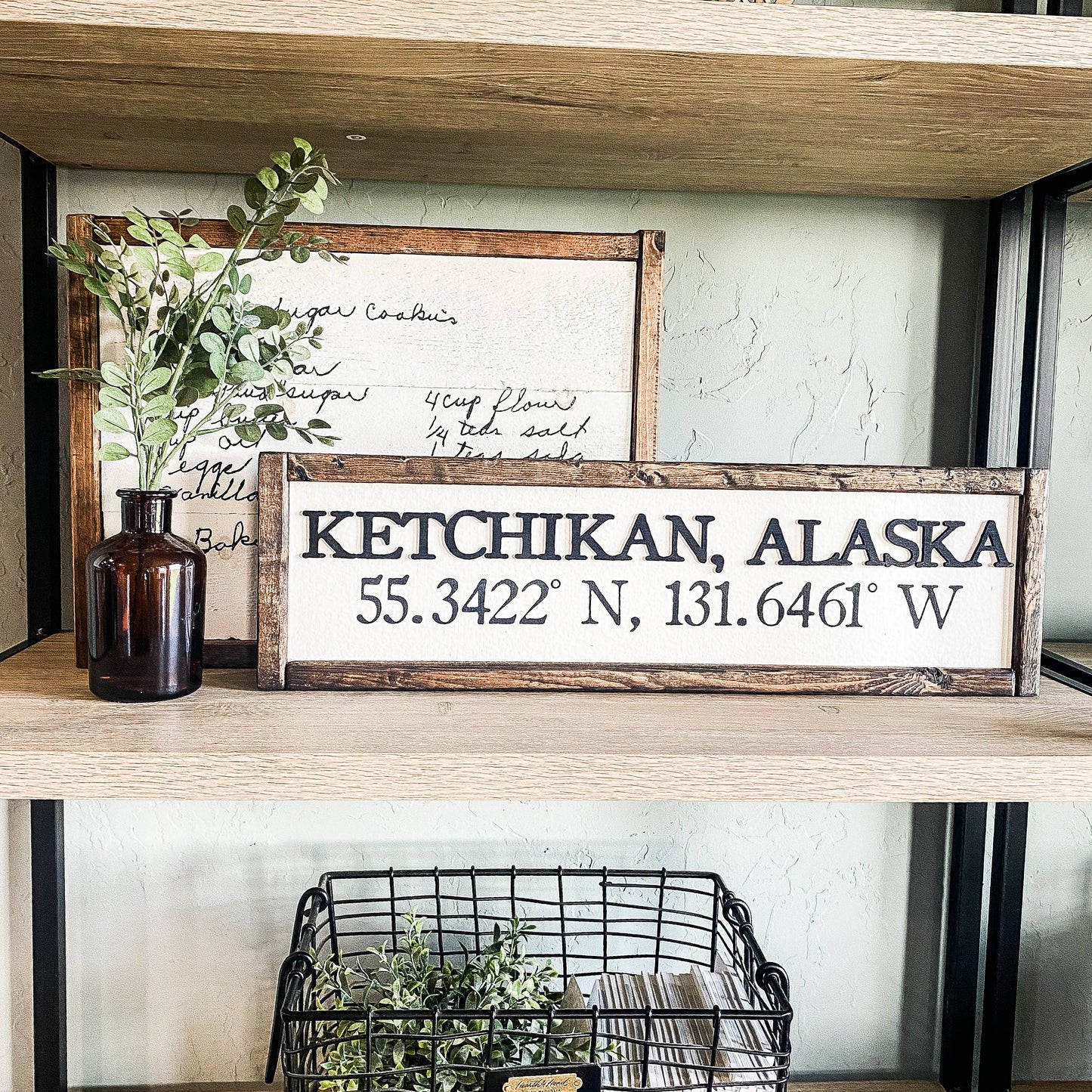 City, State With Coordinates Wood Laser 3D Sign