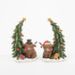 Christmas 6.5"H Resin Highland Cow w/ Tree, 2 Asst