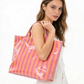 Large Striped Vinyl Tote Bags | 40P595