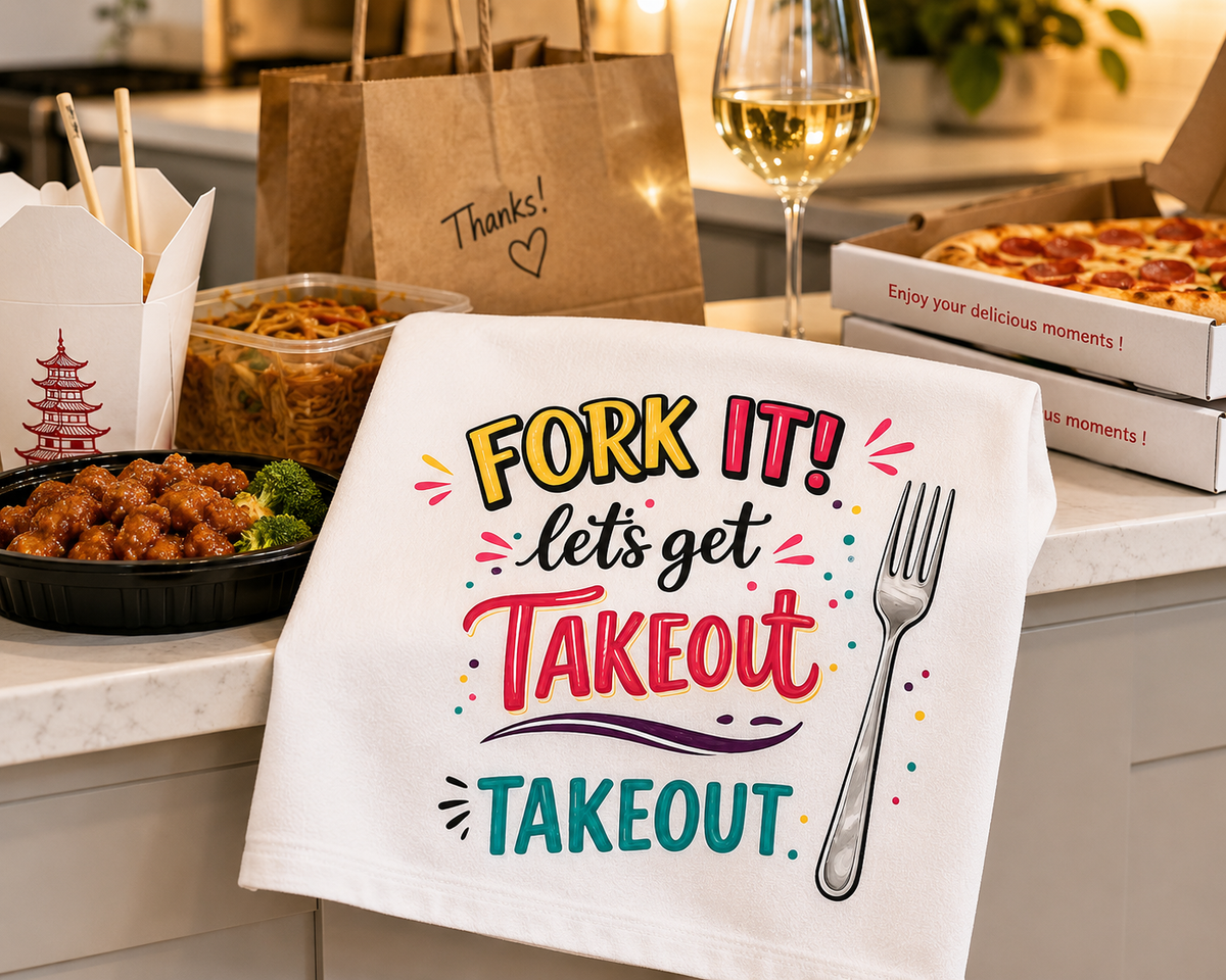 FORK IT! Let's Get Takeout Tea Towel
