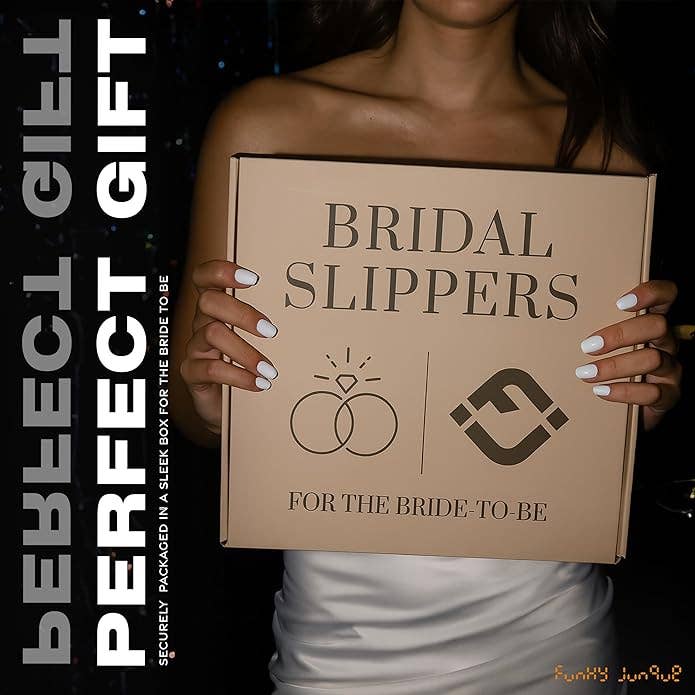 Open-Toe Fuzzy Bridal Slippers - Bride