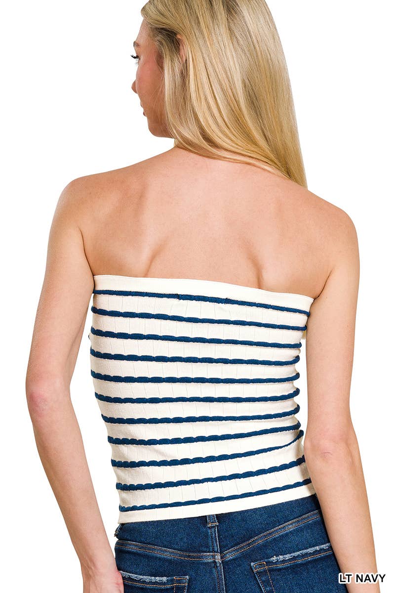 Viscose striped sweater tube top