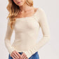 LACE TRIM SQUARE & BOAT NECK 2-WAY KNIT TOP