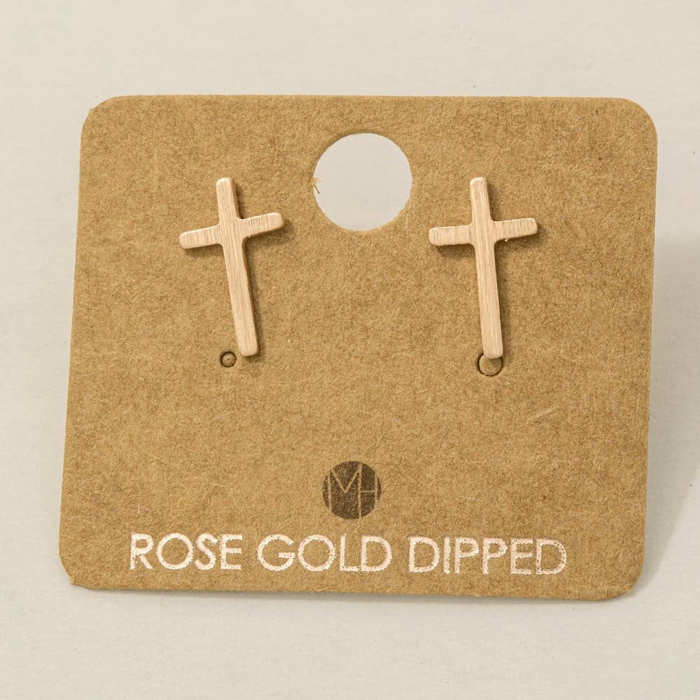 Gold Dipped Mini Cross Post Stud Earrings