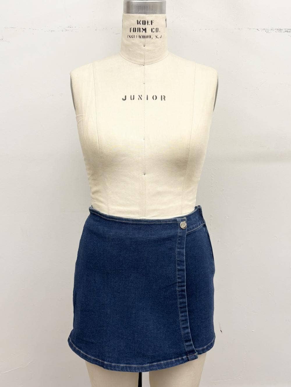 Stretch Denim Wrap Skort