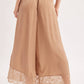 SATIN LACE TRIMMED DRAWSTRING PALAZZO PANTS