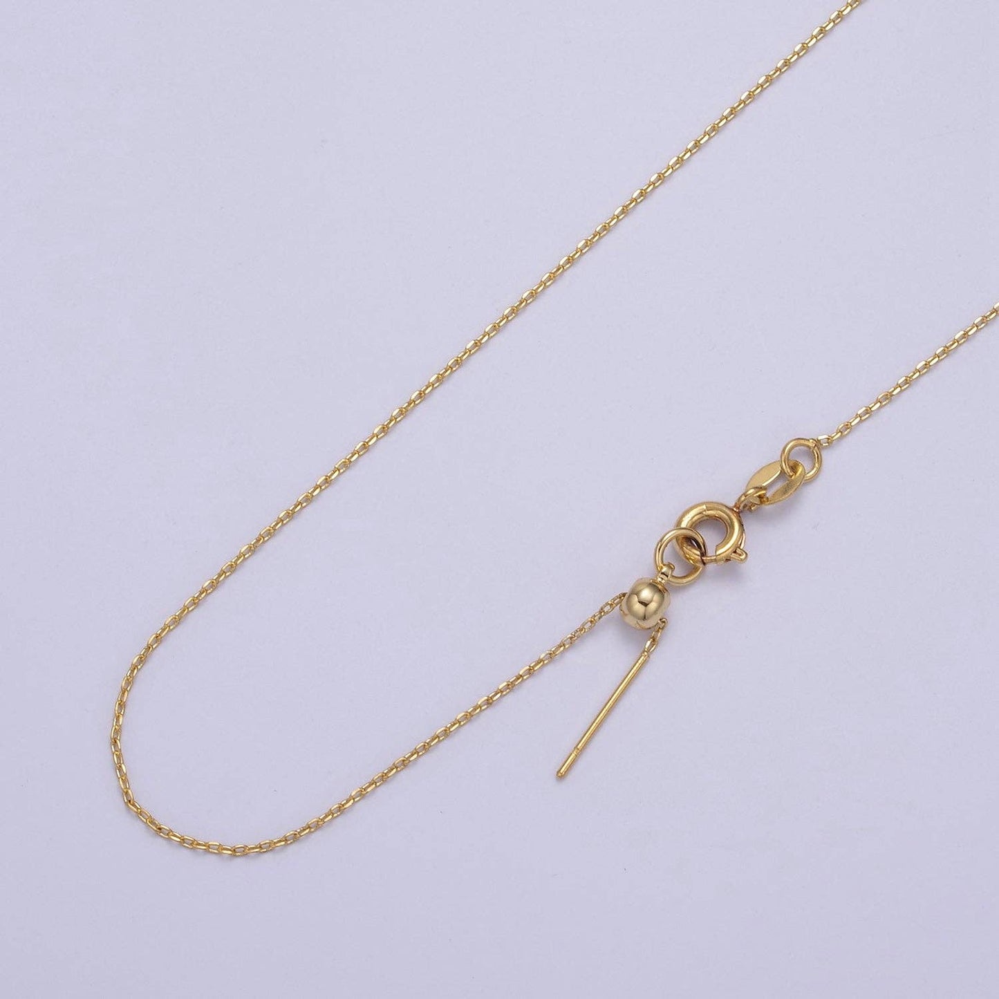 14K Gold Filled 1mm Cable Chain Dainty19 Inch Layering Slide