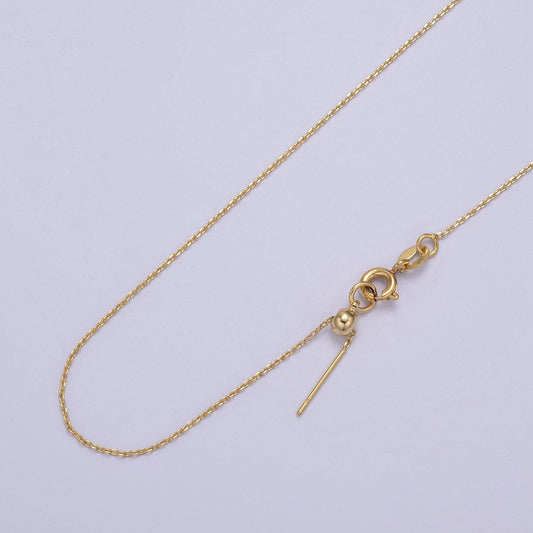 14K Gold Filled 1mm Cable Chain Dainty19 Inch Layering Slide
