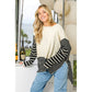 MIXED STRIPE SIDE SLIT SWEATER