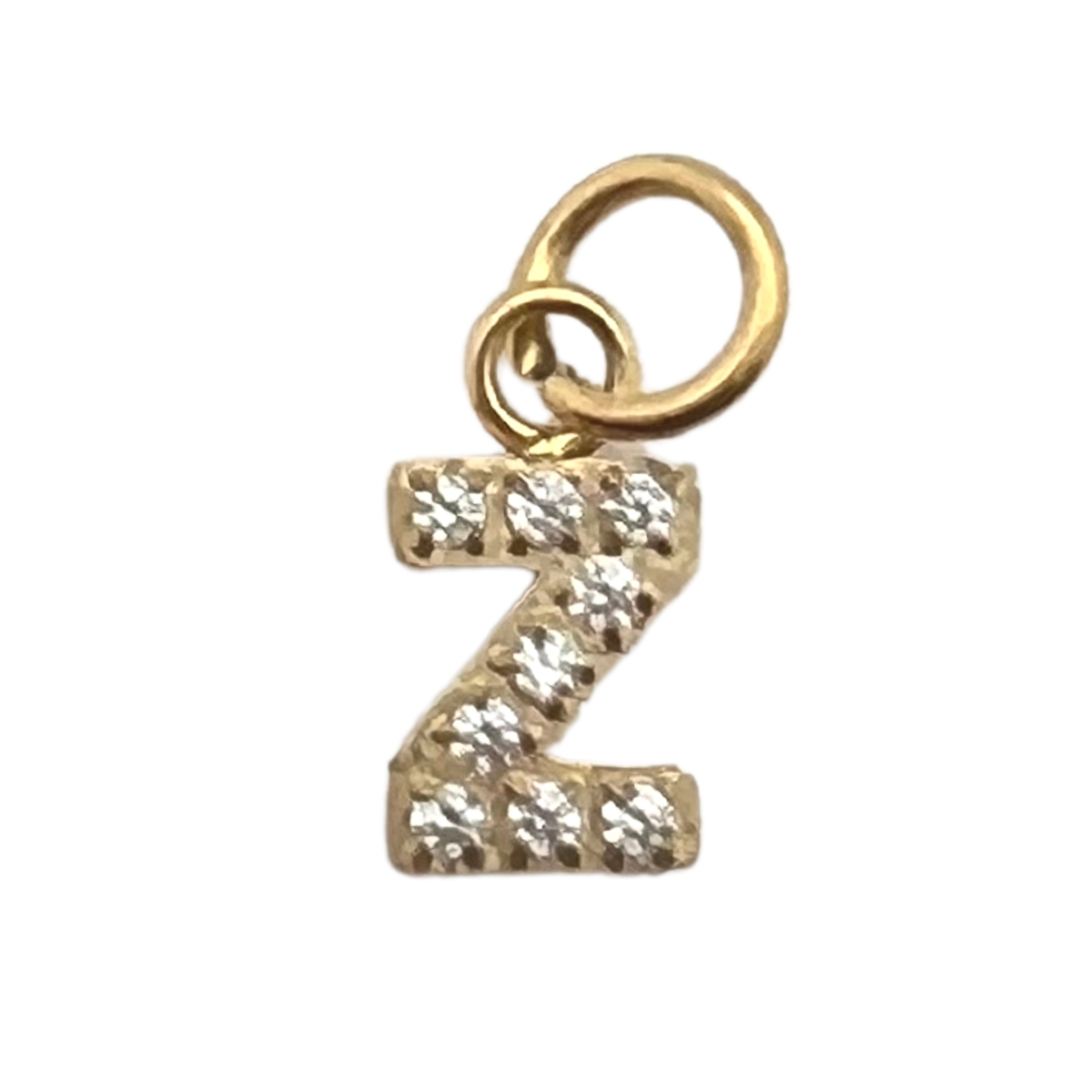Gold Pavé Set CZ Initial Letter Charms