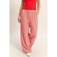 Gingham Drawstring Wide-Leg Pants