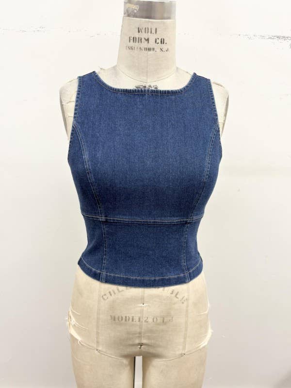 Sculpted Stretch Denim Tank Corset
