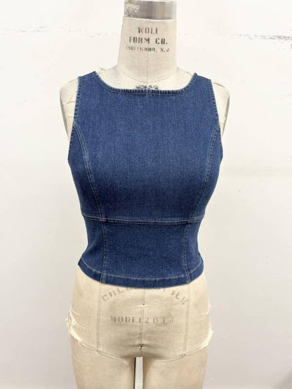 Sculpted Stretch Denim Tank Corset