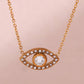 White Eye of Protection (Evil Eye) - 18K Gold Plated, Waterproof CZ Necklace