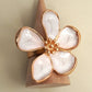 ADJUTABLE WHITE ENAMELGOLD FLORAL STATMENT RING | 80R066