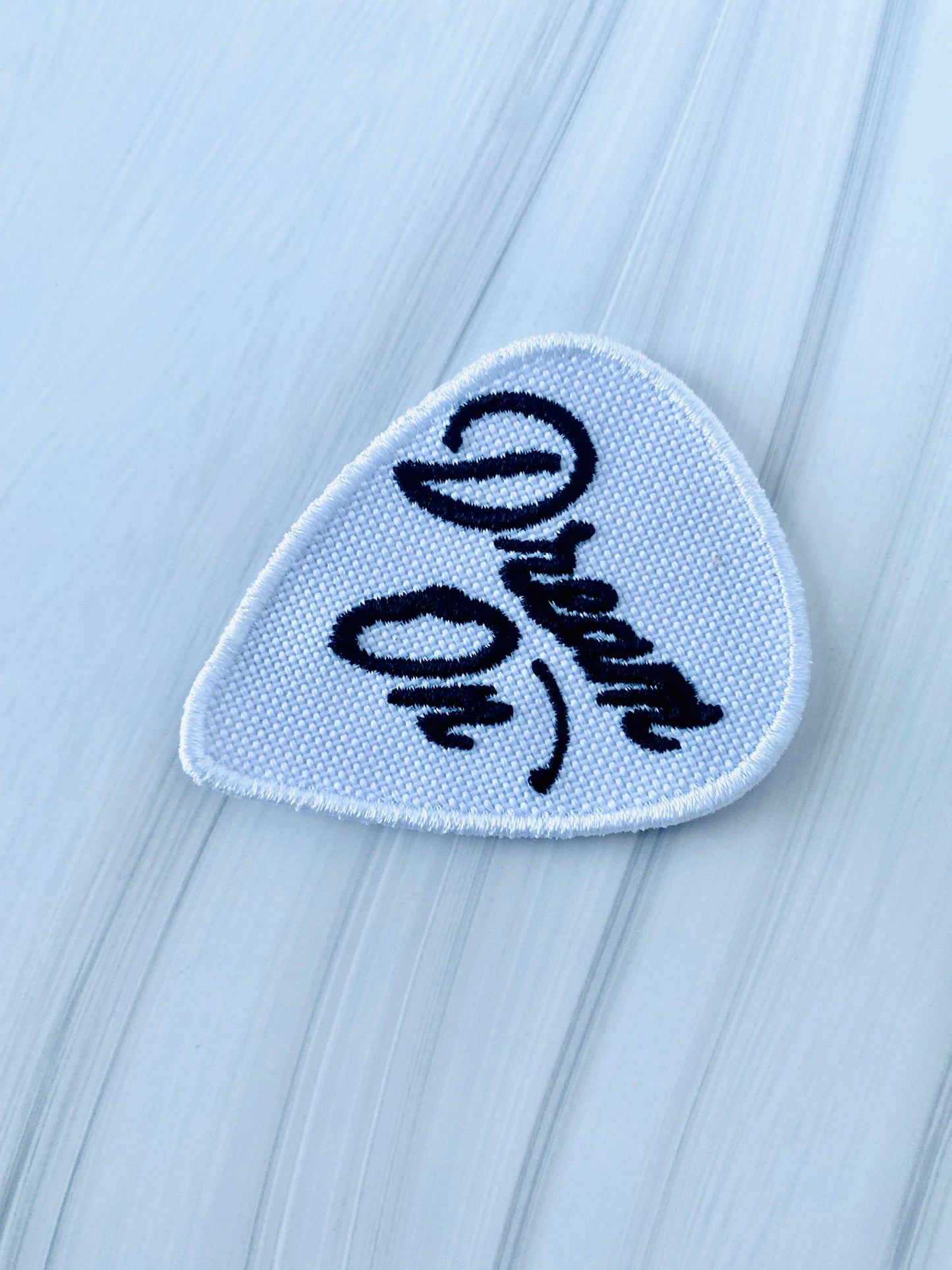 Dream on guitar pick embroidered iron-on hat patch