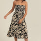C4F45-A920 SMOCKED BODICE STRAPLESS MIDI DRESS W POCKETS