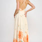 Floral Border Print Side Slit Maxi Dress