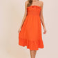 Strapless Smocked Midi Dress