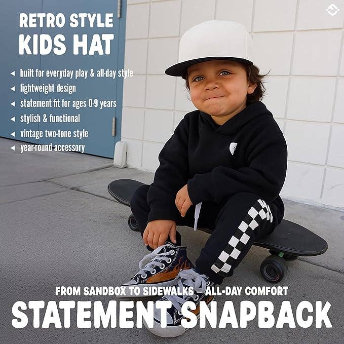 Kids/Baby Two Tone Vintage Cap - Black/Beige