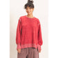 Oversized Raw Edge Crew Neck Sweatshirt