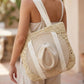 Large Straw Braided Tote Bag With Hat Holder