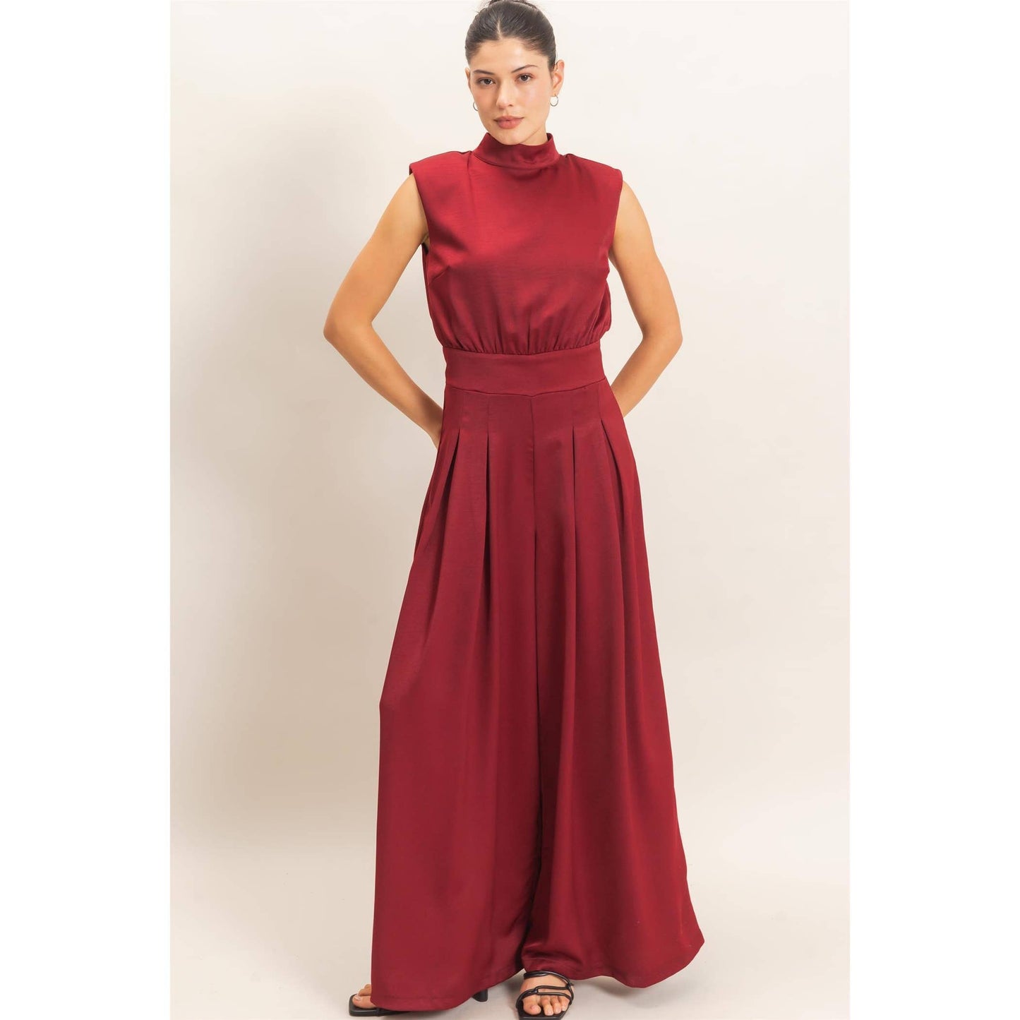 Sleeveless Mock Neck Jumpsuit