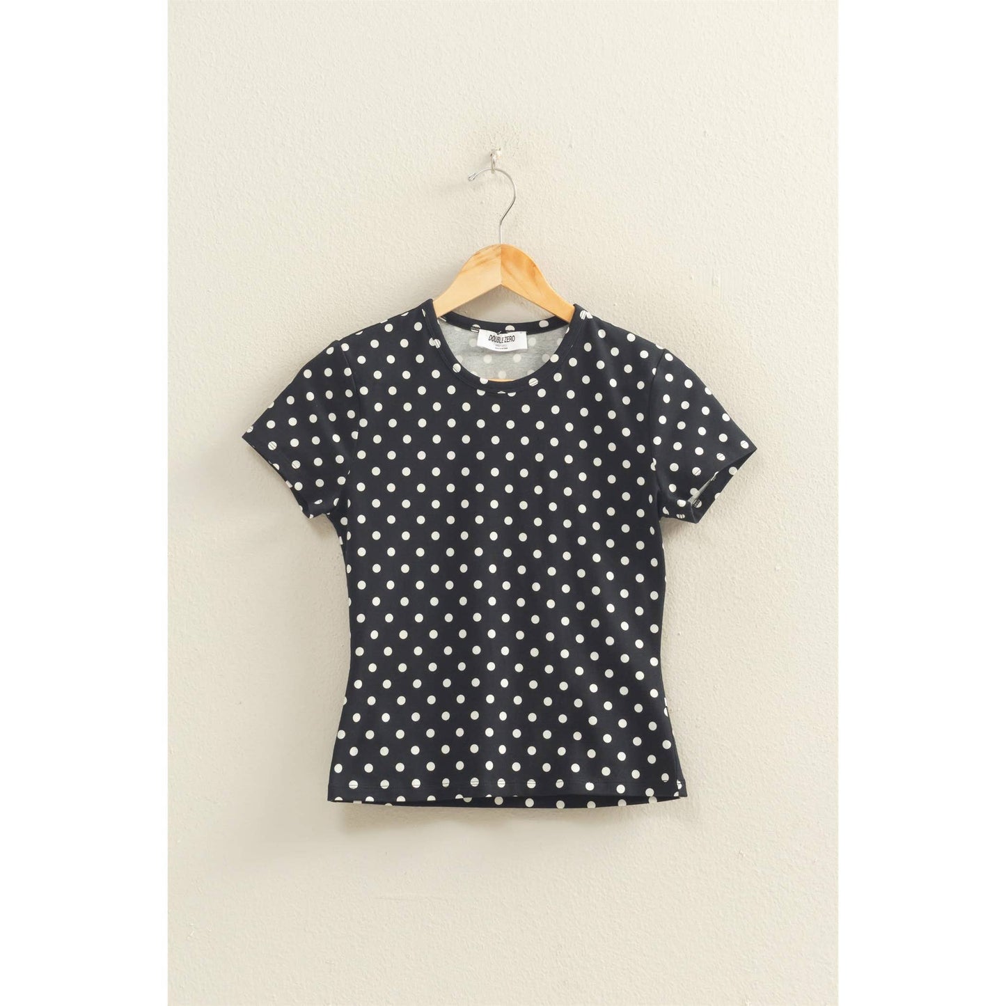 Polka Dot Short Sleeve Crew Neck Top