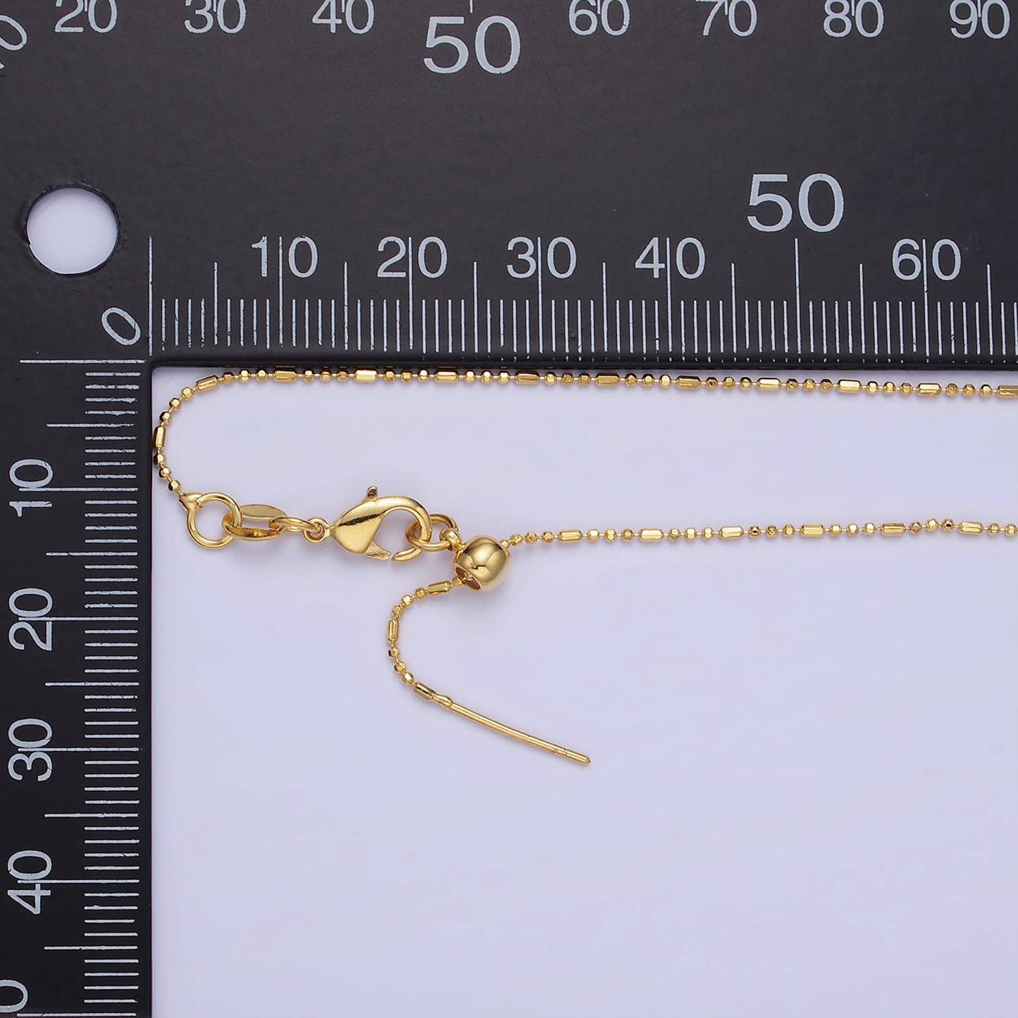 14K Gold Filled 1mm Bead Tube Chain 18 Inch Slider Necklace