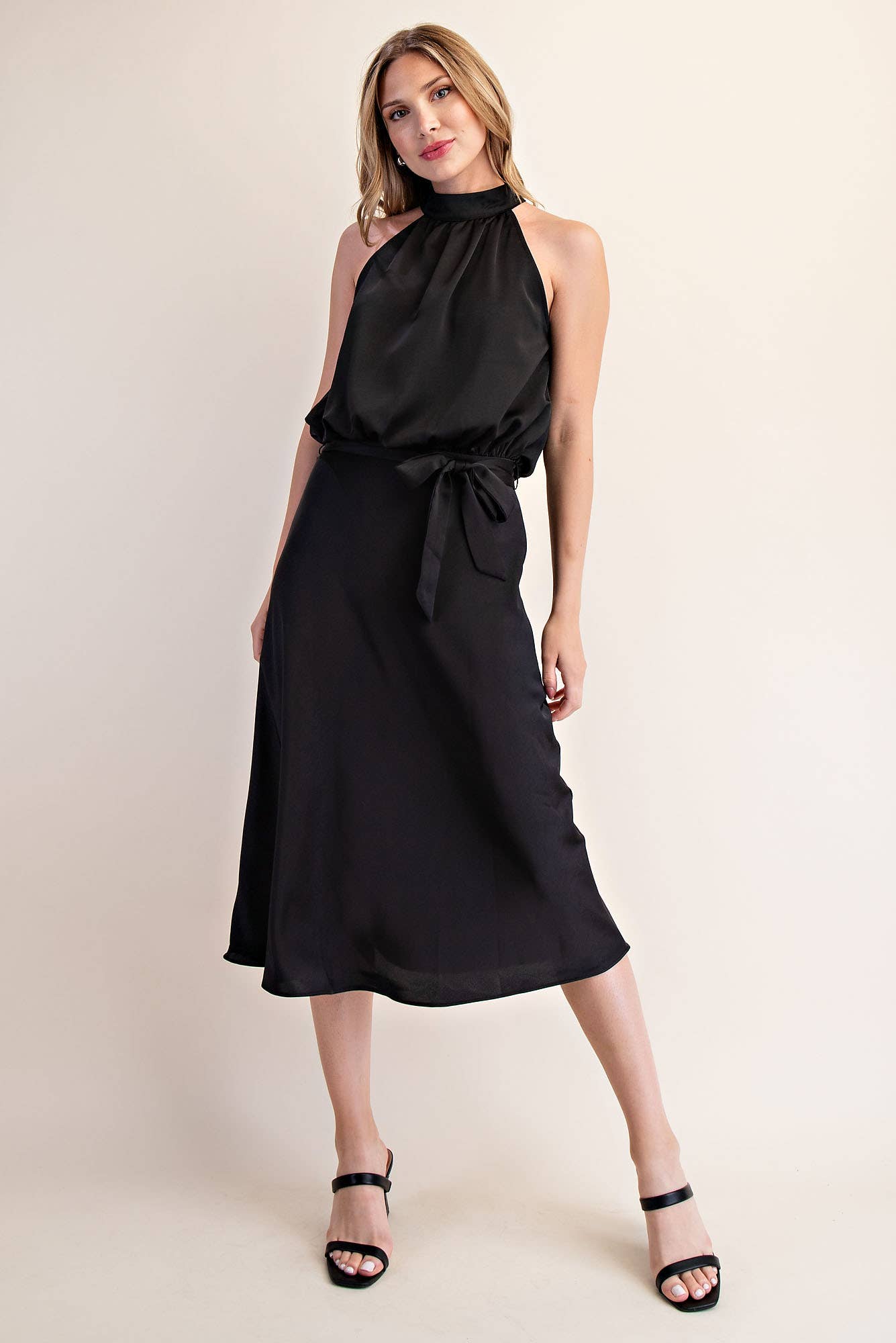 Halter Neck Sleeveless Midi Dress