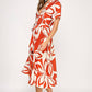 Abstract short sleeve midi dress