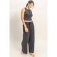 Mineral Washed Sleeveless Top & Wide Leg Pants Set
