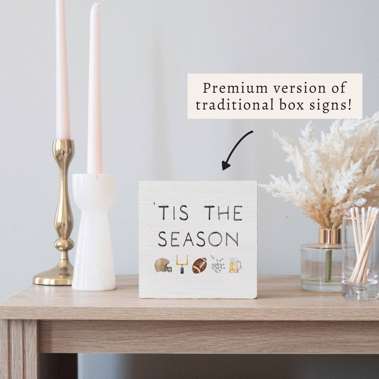 Football Tis The Season Block Sign | Football Decor