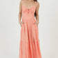 C4C84-FQ00 POLKA DOT SIDE SLIT MAXI DRESS